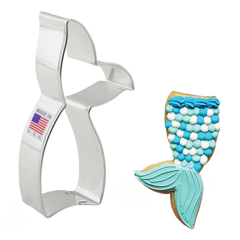 Ann Clark | Cookie Cutters - Biscuit Set of 2 featuring mermaid-shaped cookie cutter and decorated cookie, ideal for creative baking projects.