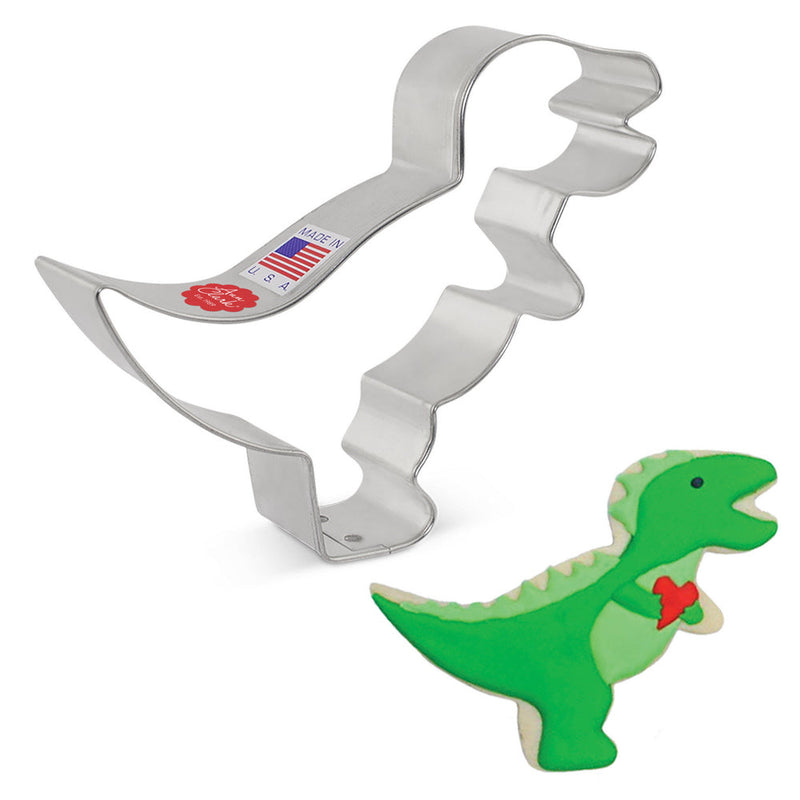Ann Clark | Cookie Cutters - Dinosaur, a detailed dinosaur-shaped cookie cutter, ideal for enhancing baking creativity, made with quality craftsmanship by Ann Clark in Vermont.