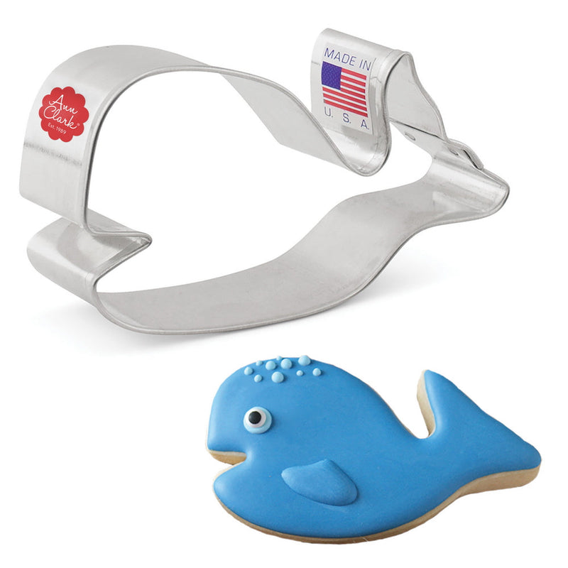 Ann Clark | Cookie Cutters - Whale: Metal whale-shaped cookie cutter, ideal for ocean-themed baking, enhancing home and professional baking experiences.