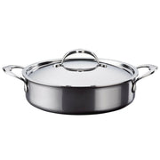 Hestan NanoBond | Cookware - 5qt Essential Pan + Lid features stainless steel with titanium nano-layers, ergonomic side handles, and a matching lid, ideal for professional and home cooks.