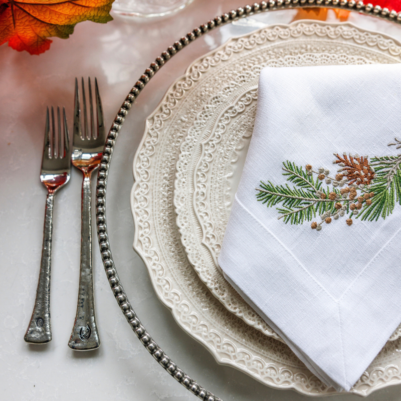 Arte Italica & Crown Linen Designs | Fall Sprig Large Napkin