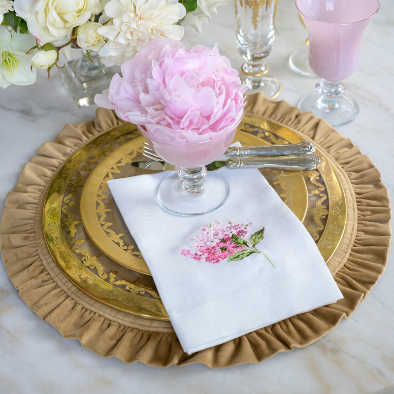 Arte Italica & Crown Linen Designs | Hydrangea Tri-Fold Napkin - Pink