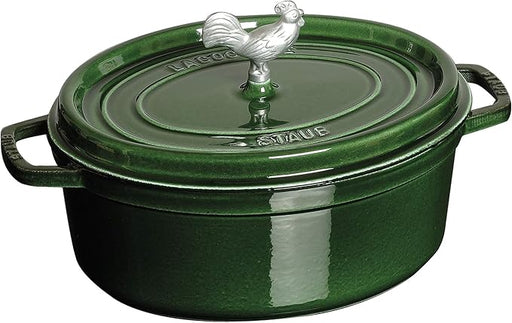 Staub | Coq Au Vin Cocotte 5.75 QT - Basil: Cast iron pot with spiked lid for even cooking, ideal for slow-cooked dishes, from Athens Cooks.