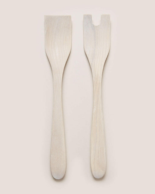 Handcrafted New England ash salad servers by Farmhouse Pottery, showcasing artisanal design and functionality, perfect for enhancing your dining experience at Athens Cooks.