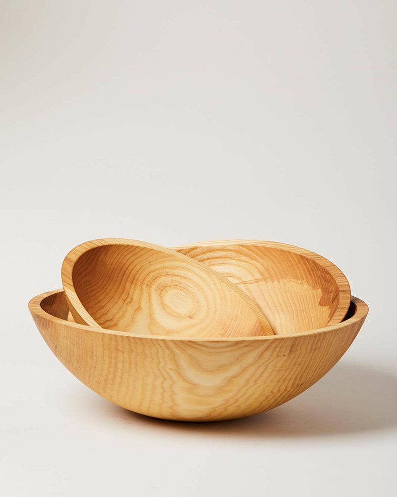 Farmhouse Pottery | Crafted Wooden Bowls - 17 - Natural, displaying a nested design ideal for kitchen use, embodying the farm-to-table ethos.