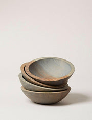 Farmhouse Pottery | Crafted Wooden Bowls - 17 - Natural, elegantly nested for storage, ideal for serving salads or as decor, embodying a rustic, farm-to-table style.