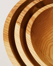 Farmhouse Pottery | Crafted Wooden Bowls - 17 - Natural, showcasing a tactile, nested design ideal for serving salads or as decorative kitchen pieces.
