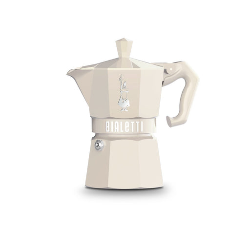 Cream Bialetti Moka Express Exclusive - 6 Cup, showcasing vintage-style finishes, diamond-shaped knob, and modern elegance, perfect for stovetop espresso enthusiasts.