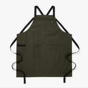 Hedley & Bennett All Day Crossback Apron, Olive Green, Black Straps — front view