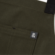 Hedley & Bennett All Day Crossback Apron, Olive Green, Black Straps — construction detail