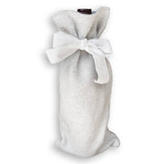 Custom wine bag with a white bow, perfect for personalizing with your design. Ideal for gifting, crafted by French Graffiti.