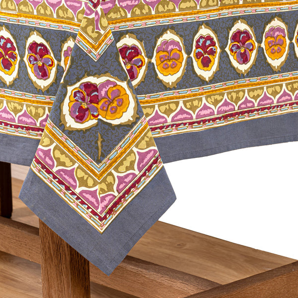 Couleur Nature | 71" x 106" Pansy Red & Grey Tablecloth