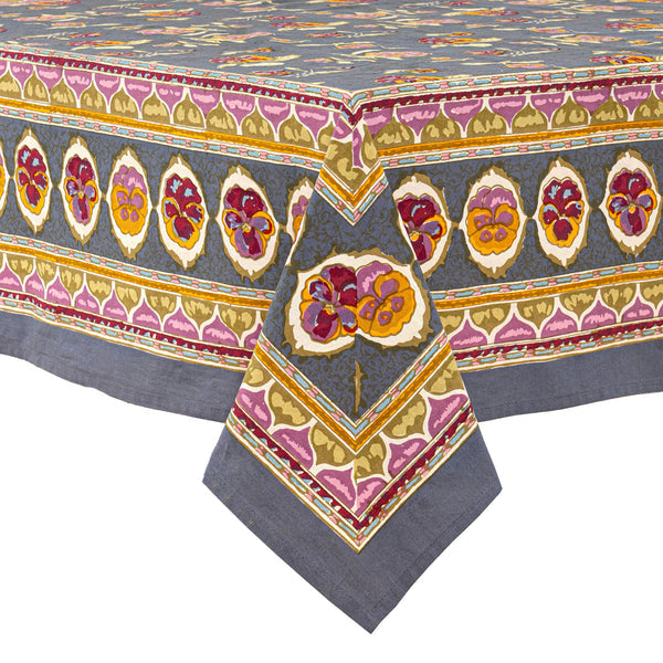 Couleur Nature | 71" x 106" Pansy Red & Grey Tablecloth