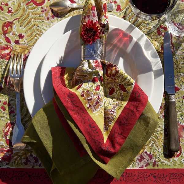 Couleur Nature | Winter Garden Napkins, Red/Green, Set of 6