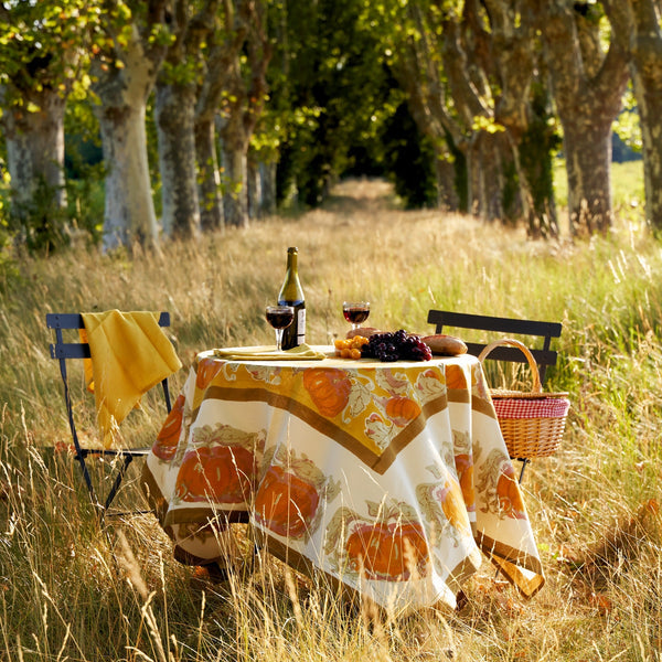 Couleur Nature | Pumpkin Tablecloths, Orange & Mustard, 71" x 71"