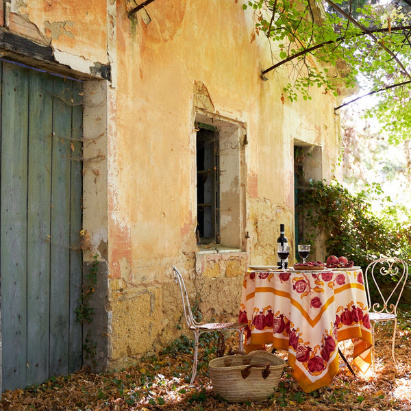 Couleur Nature | Pomegranate French Tablecloths, Yellow & Red