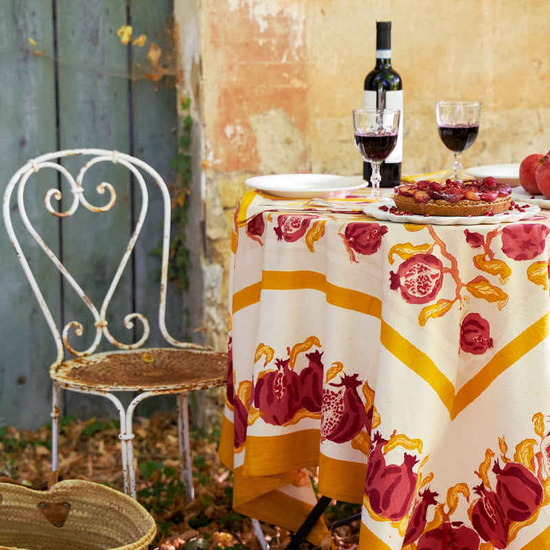 Couleur Nature | Pomegranate French Tablecloths, Yellow & Red
