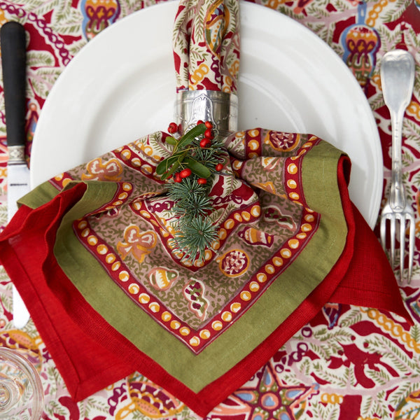 Couleur Nature | Noel Napkins, Red/Green, Set of 6