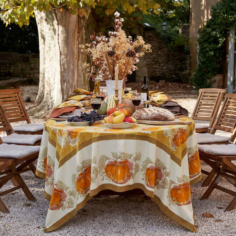 Couleur Nature | Pumpkin Tablecloths, Orange & Mustard, 71" x 71"