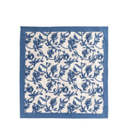 Caravan Home 19 x 19 Granada Cornflower Blue Napkins Set of 6, featuring a hand-printed floral pattern with cornflower blue pomegranates on white fabric.