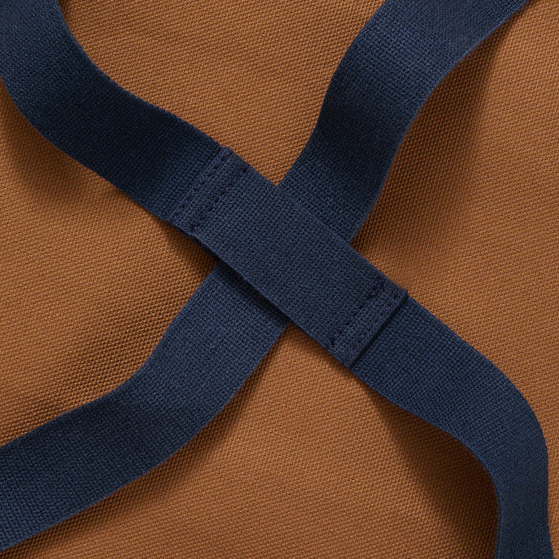 Hedley & Bennett All Day Crossback Apron, Denver Brown — fabric and construction detail