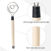 Close-up of Brod & Taylor Dough Whisk, highlighting its intricate design ideal for mixing dough efficiently.