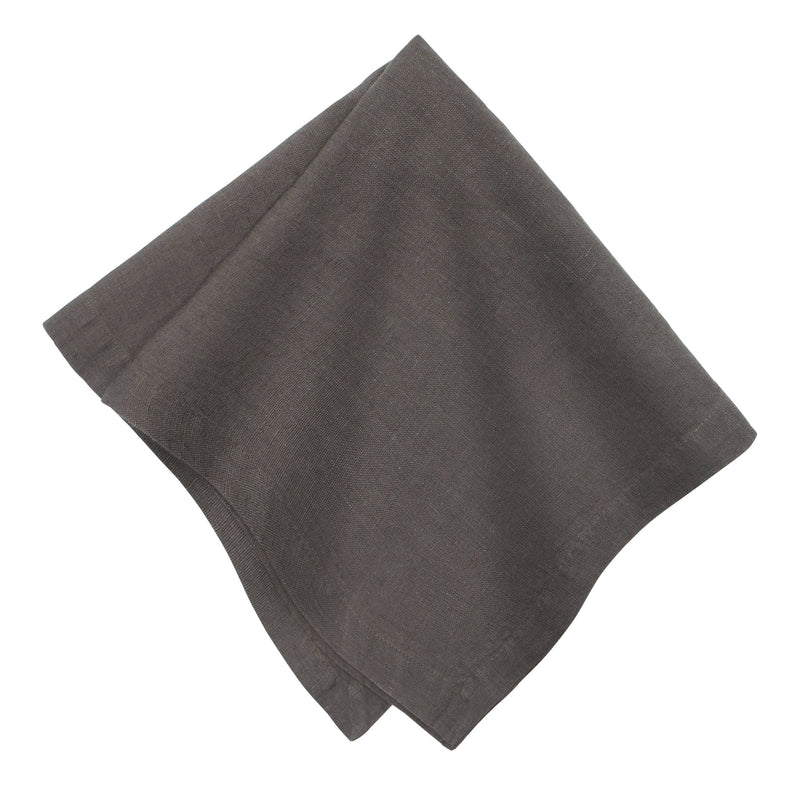 Caravan Home | 21 x 21 Slate Everyday Napkins Set of 4, featuring oversized, pre-washed linen with mitered corners, folded on a white background.