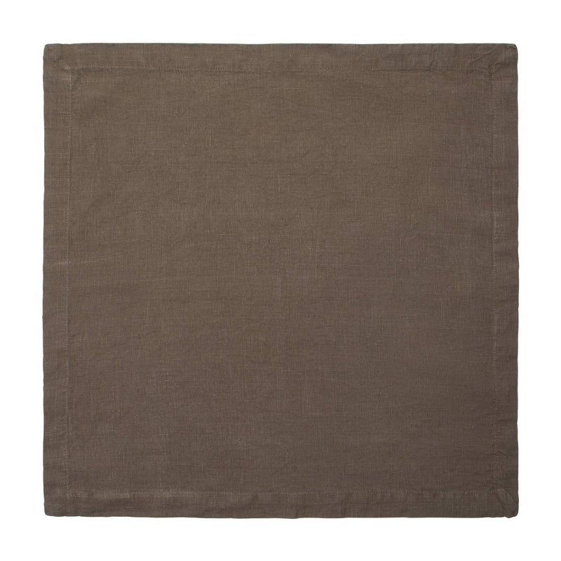 Caravan Home | 21 x 21 Walnut Everyday Napkins Set of 4, showcasing a hand-dyed, oversized linen napkin with mitered corners, enhancing dining elegance.