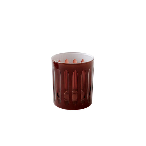 Sir|Madam | Empire Rocks Java Glasses, Set of 2, featuring a deep reddish-brown, cut-glass tumbler design inspired by 1920s skyscraper aesthetics.