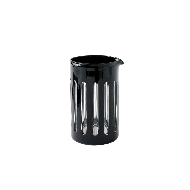Sir|Madam Empire Mixer, Tuxedo: A sleek, glossy black beaker with fluted sides and a spout, inspired by 1920s skyscrapers. Ideal for classic cocktails.