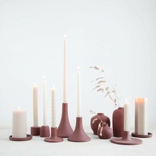 The Floral Society | Candle Holders - Grand - Tall - Earth, a hand-finished ceramic taper holder with a clean, matte finish, perfect for standard candles.
