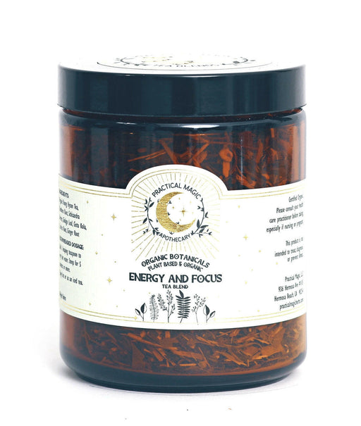 Practical Magic Apothecary Mushroom Hot Chocolate, a wellness blend of cacao and 5 adaptogenic mushrooms, enhancing immunity and vitality, displayed in a food storage container.