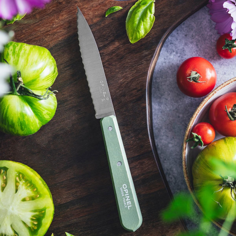 Opinel | Essential Serrated Knife, Apple Green