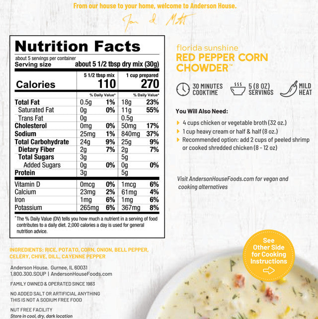 Anderson House | Frontier Soups, Florida Sunshine Red Pepper Corn