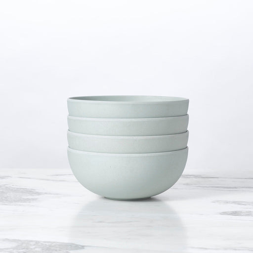 Fable New York | Bamboo Plates & Dinnerware - Cereal Bowl (Set of 4) - Glass Slipper, featuring a close-up of stacked eco-friendly bamboo fiber bowls.