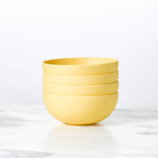 Fable New York | Bamboo Plates & Dinnerware - Cereal Bowl (Set of 4) - Midnight Moon: a stack of eco-friendly medium-sized bamboo bowls, perfect for dining.