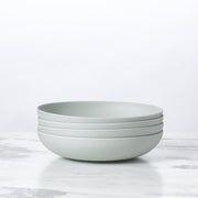 Fable New York | Bamboo Plates & Dinnerware - Low Bowl (Set of 4) - Glass Slipper displayed in a neat stack, highlighting eco-friendly, durable bamboo construction.