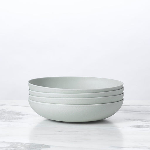 Fable New York | Bamboo Plates & Dinnerware - Low Bowl (Set of 4) - Glass Slipper displayed in a neat stack, highlighting eco-friendly, durable bamboo construction.