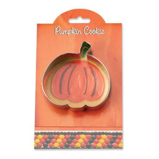 Ann Clark | Fall Gift Cookie Cutters - Pumpkin-3.5 in packaging with recipe card, ideal for enhancing baking creativity.