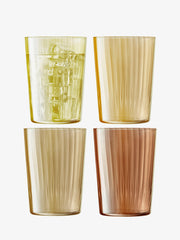 Set of four LSA International Gems Tumblers, 19oz, with fluted texture resembling polished gemstones, designed for elegance and functionality, ideal for various occasions.