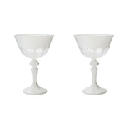 Sir|Madam Rialto Glass Coupe in Chalk, set of 2 — opaque cream mouth-blown glass with faceted stem