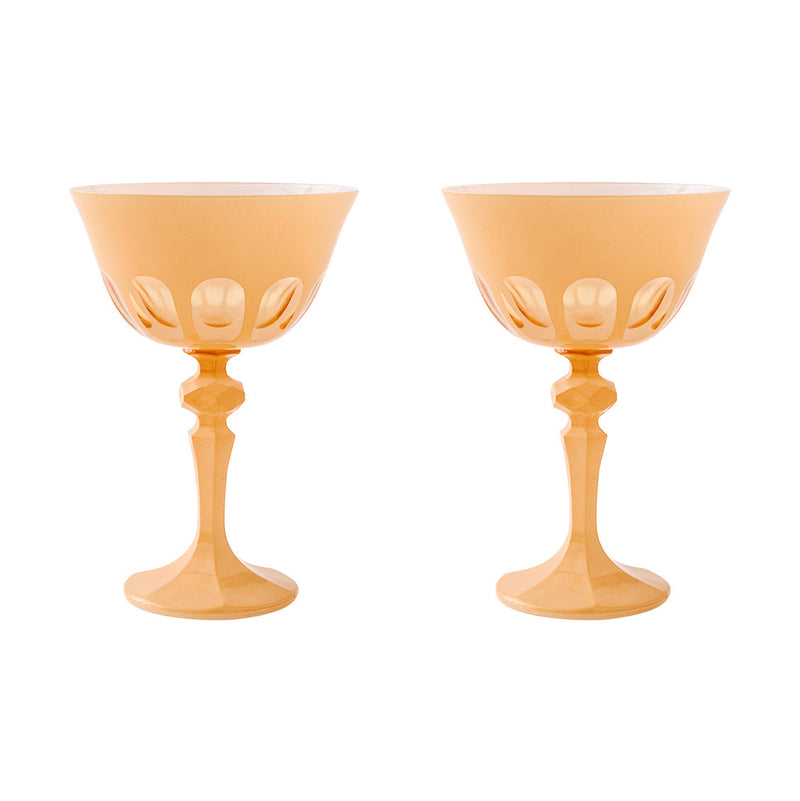 Sir|Madam Rialto Glass Coupe in Nectar yellow, Set of 2, on white background