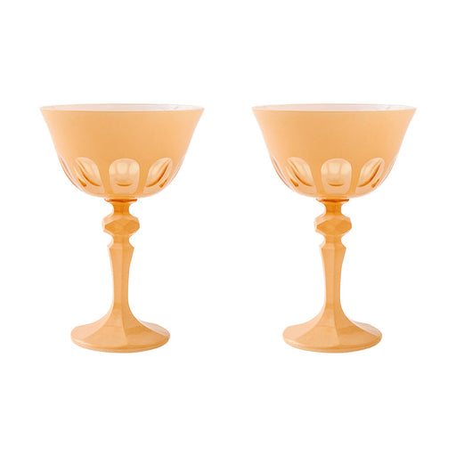 Sir|Madam Rialto Glass Coupe in Nectar yellow, Set of 2, on white background