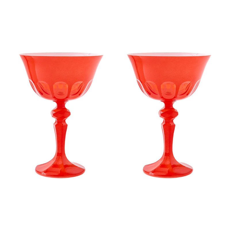 Sir|Madam Rialto Glass Coupe in Poppy red, Set of 2, on white background