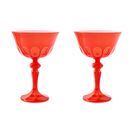 Sir|Madam Rialto Glass Coupe in Poppy red, Set of 2, on white background