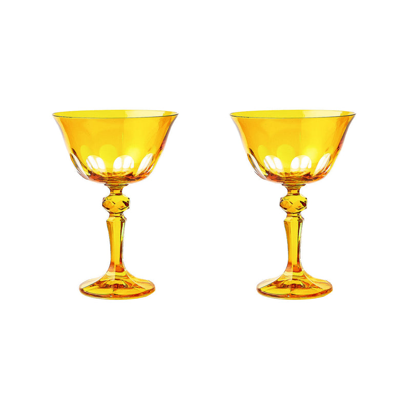 Sir|Madam Rialto Glass Coupe in Ginger, Set of 2, on white background