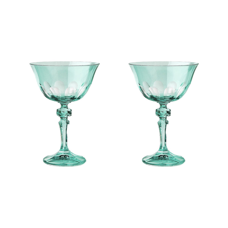 Sir|Madam Rialto Glass Coupe in Menthe (translucent light green), Set of 2, on white background