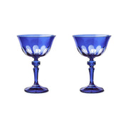 Sir|Madam Rialto Glass Coupe in Moon Glow (cobalt blue), Set of 2, on white background