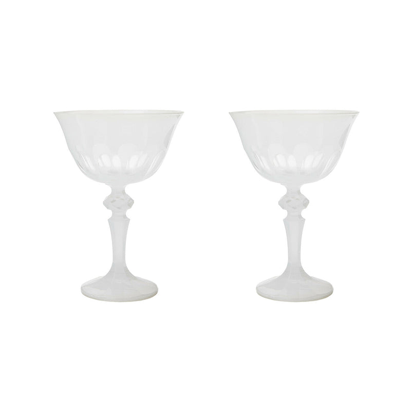 Sir|Madam Rialto Glass Coupe in Opal, pair on white background