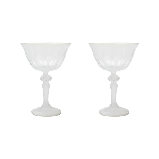 Sir|Madam Rialto Glass Coupe in Opal, pair on white background